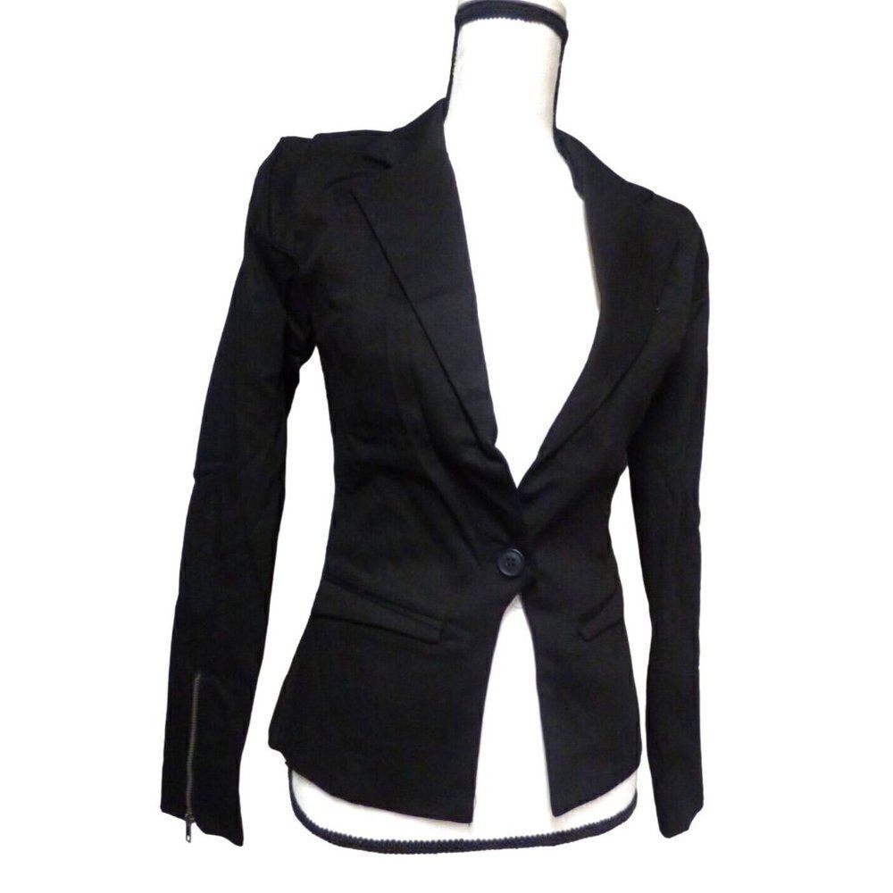 CoolWear Women’s Single Button Canvas Blazer, S, Black